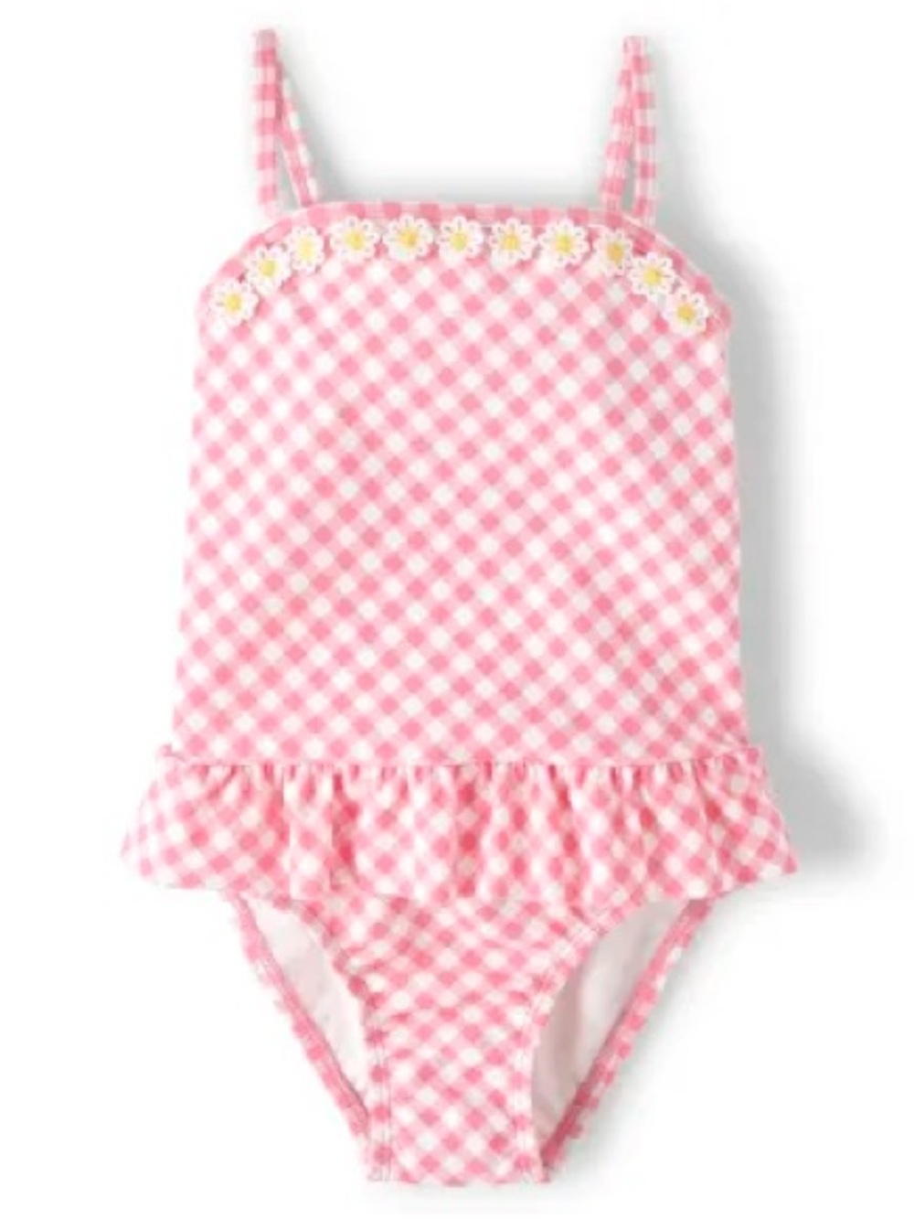 Gymboree Pink Gingham One-Piece Swimsuit with Daisy Trim